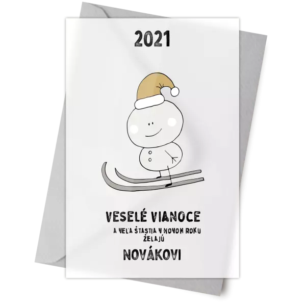 Plexisklo 10 x 15 cm Snehuliak na lyžiach