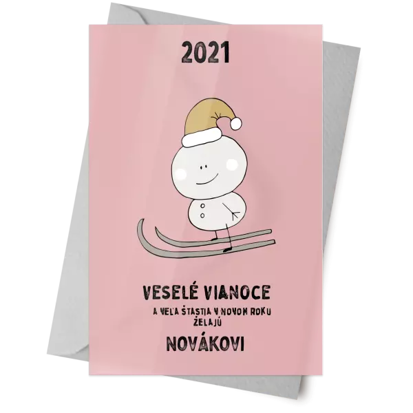 Plexisklo 10 x 15 cm Snehuliak na lyžiach