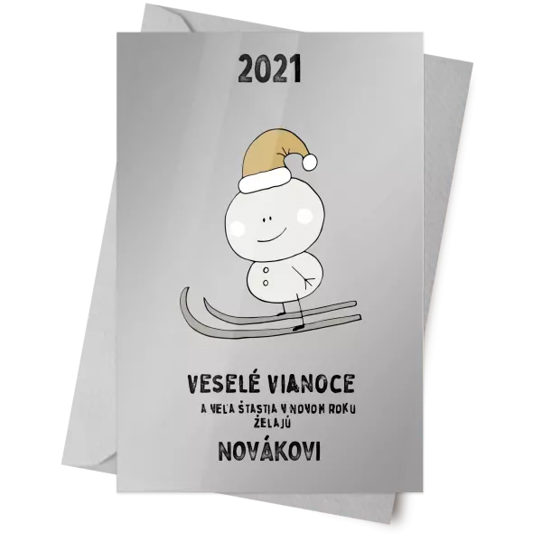 Plexisklo 10 x 15 cm Snehuliak na lyžiach