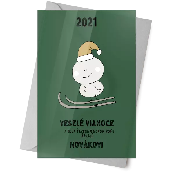 Plexisklo 10 x 15 cm Snehuliak na lyžiach