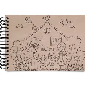 Drevený album s krúžkovou väzbou Rodinka