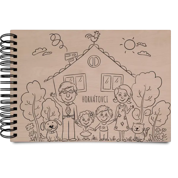 Drevený album s krúžkovou väzbou Rodinka