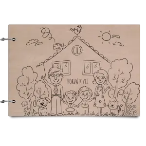 Drevený album so sponami Rodinka