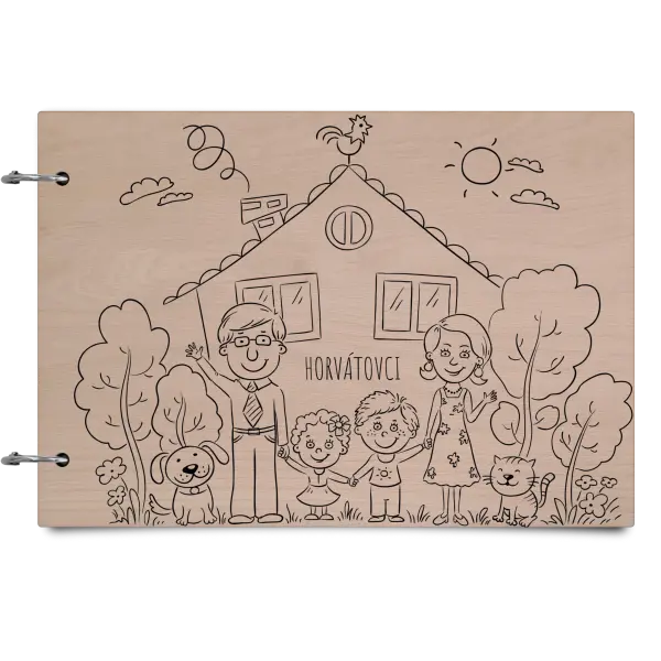 Drevený album so sponami Rodinka