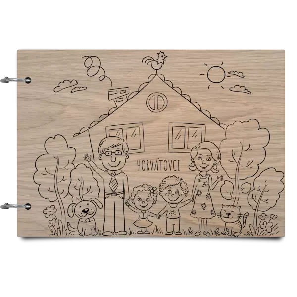 Drevený album so sponami Rodinka