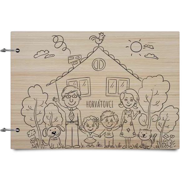 Drevený album so sponami Rodinka