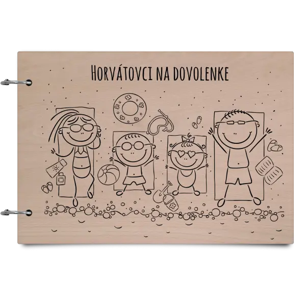 Drevený album so sponami Na pláži