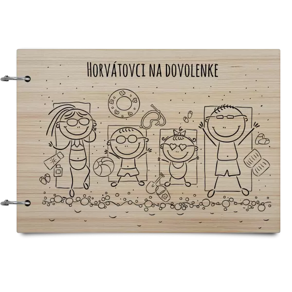 Drevený album so sponami Na pláži