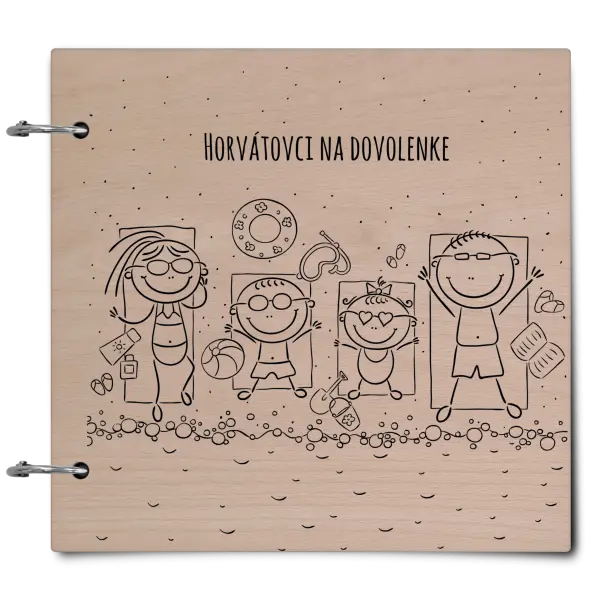 Drevený album so sponami Na pláži