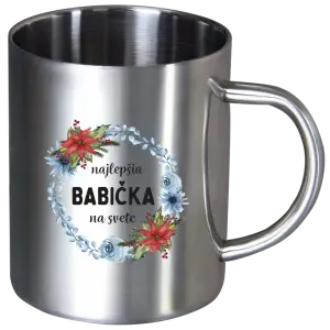 Nerezový hrnček Najlepšia babička na svete, venček