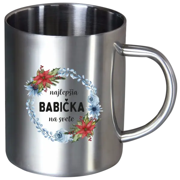 Nerezový hrnček Najlepšia babička na svete, venček