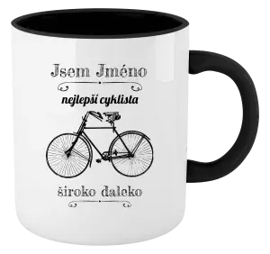 Hrnek 330 ml - barevný vnitřek a ucho Jsem nejlepší cyklista široko daleko