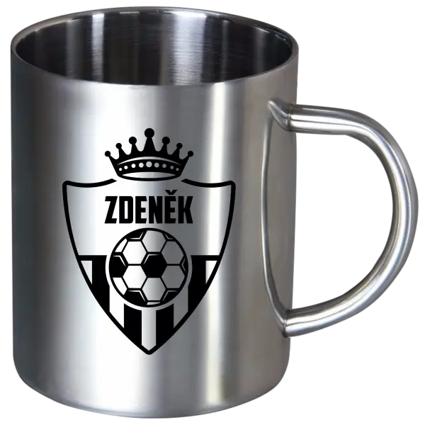 Nerezový hrnek Fotbalový znak s korunkou