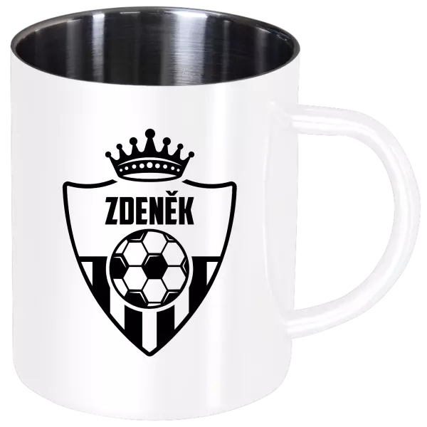 Nerezový hrnek Fotbalový znak s korunkou