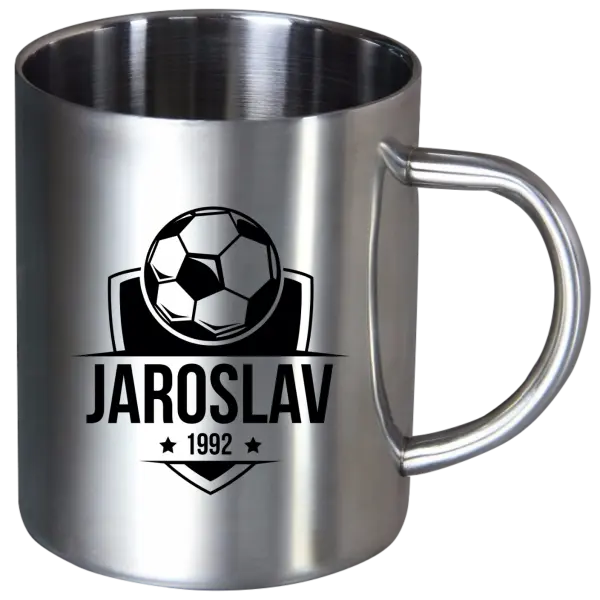 Nerezový hrnek Fotbalový znak s rokem narození
