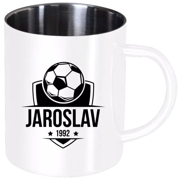 Nerezový hrnek Fotbalový znak s rokem narození