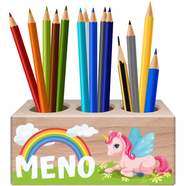 Držiak na pastelky Jednorožec a dúha s menom