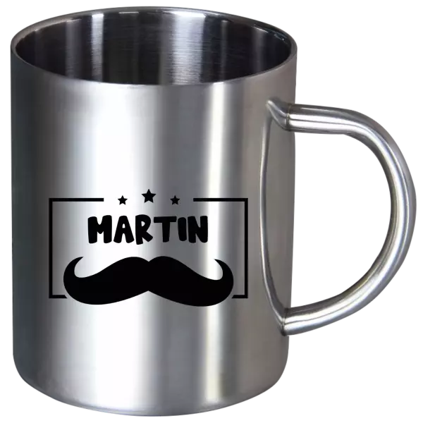 Nerezový hrnek Knírek se jménem