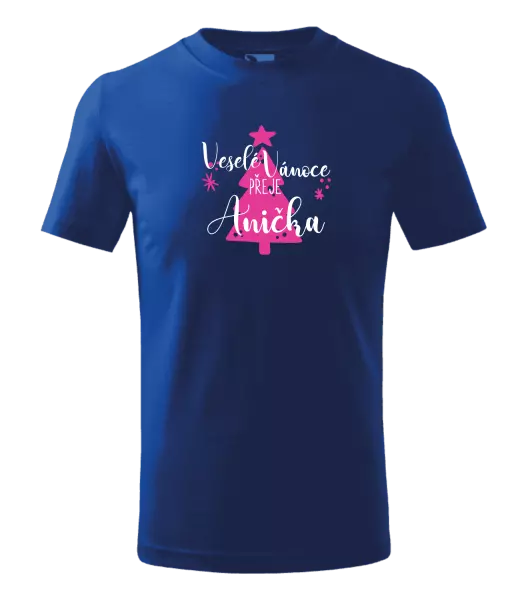 Dětské vánoční tričko Veselé Vánoce přeje - stromeček