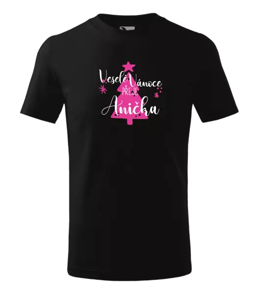 Dětské vánoční tričko Veselé Vánoce přeje - stromeček