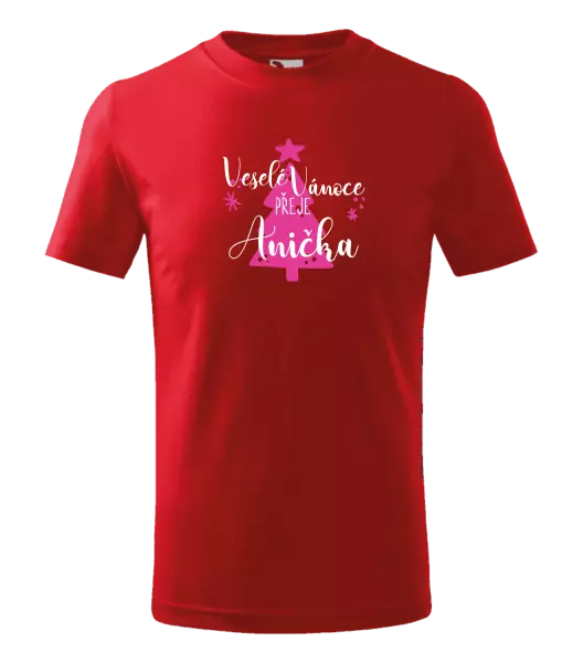 Dětské vánoční tričko Veselé Vánoce přeje - stromeček