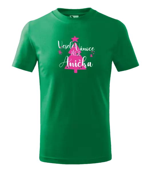 Dětské vánoční tričko Veselé Vánoce přeje - stromeček