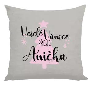 Vánoční polštář Veselé Vánoce přeje - stromeček