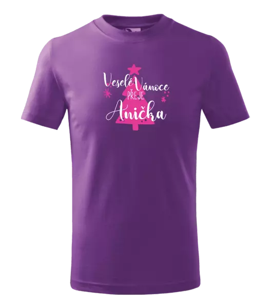 Dětské vánoční tričko Veselé Vánoce přeje - stromeček