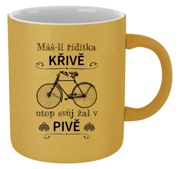 Metalický hrnek Máš-li řídítka křivě, utop svůj žal v pivě