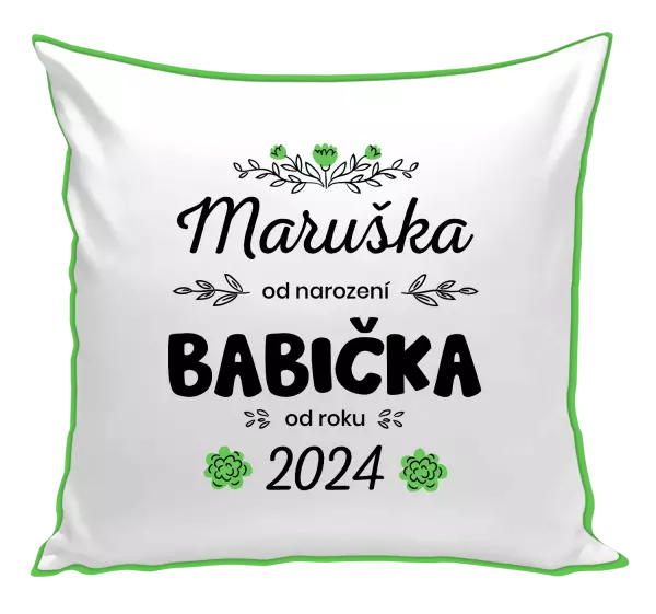 Polštář Jméno od narození, babička od roku