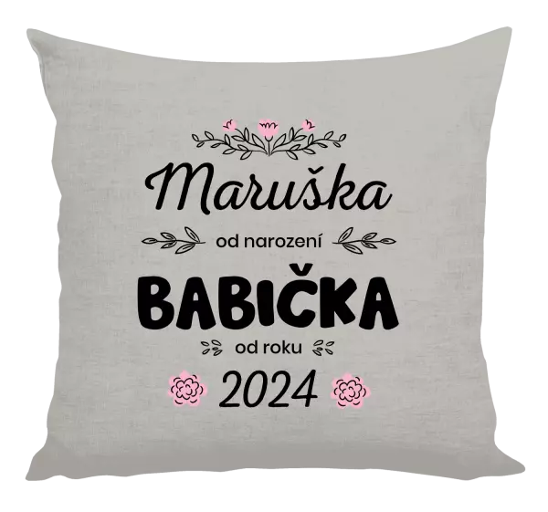 Polštář Jméno od narození, babička od roku