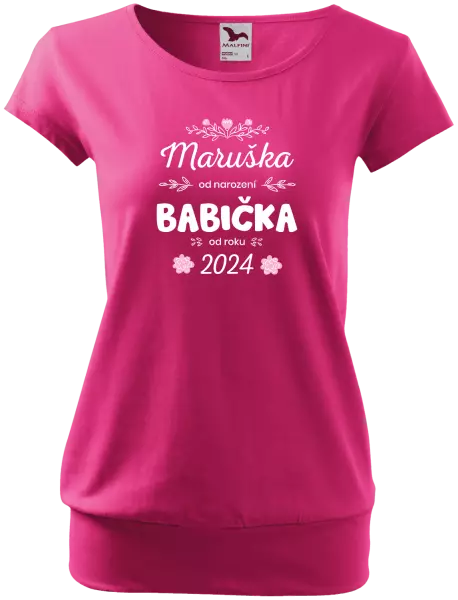Dámské tričko Jméno od narození, babička od roku