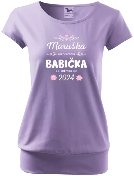 Dámské tričko Jméno od narození, babička od roku