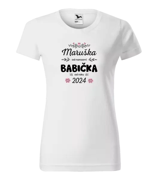 Dámské tričko Jméno od narození, babička od roku