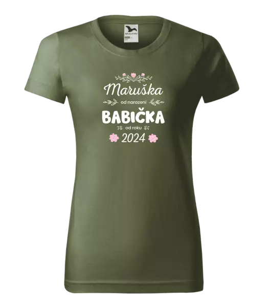 Dámské tričko Jméno od narození, babička od roku