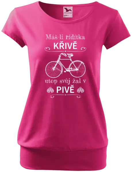 Dámské tričko Máš-li řídítka křivě, utop svůj žal v pivě