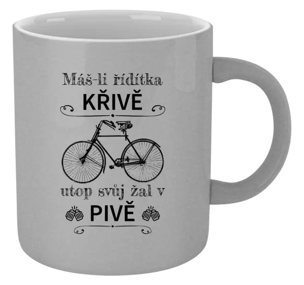 Metalický hrnek Máš-li řídítka křivě, utop svůj žal v pivě