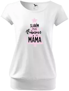 Dámské vánoční tričko Slavím první Vánoce jako máma