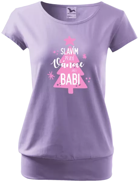 Dámské vánoční tričko Slavím první Vánoce jako babi