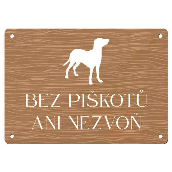 Kovová cedulka Bez piškotů ani nezvoň