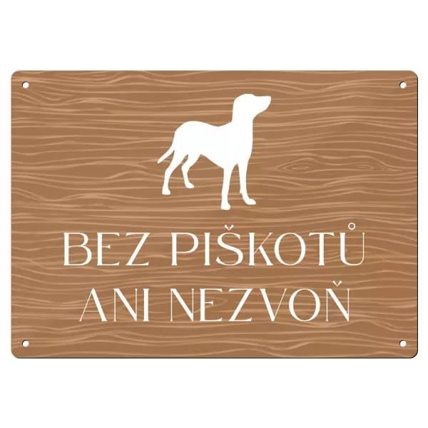 Kovová cedulka Bez piškotů ani nezvoň