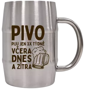 Nerezový chladicí půllitr Pivo piju jen 3x týdně, včera, dnes a zítra