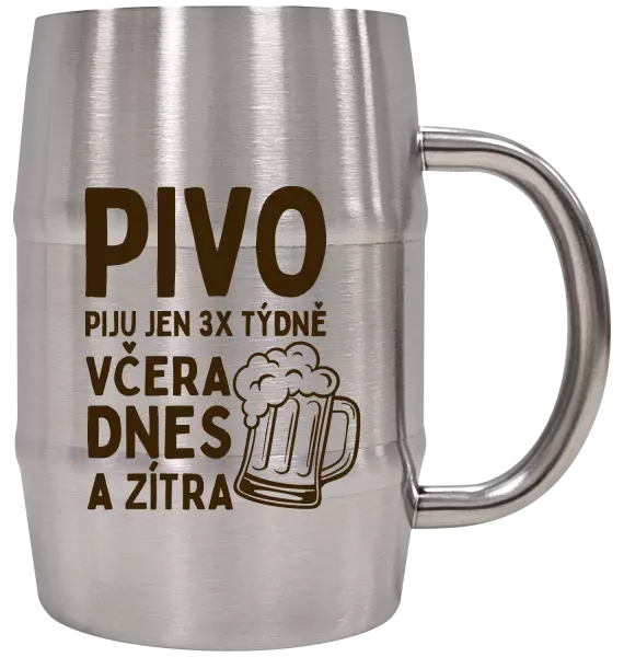 Nerezový chladicí půllitr Pivo piju jen 3x týdně, včera, dnes a zítra