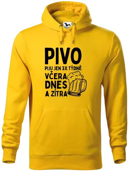 Pánská mikina Pivo piju jen 3x týdně, včera, dnes a zítra