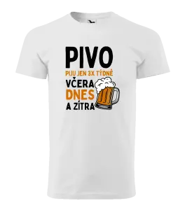 Pánské tričko Pivo piju jen 3x týdně, včera, dnes a zítra