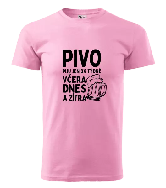 Pánské tričko Pivo piju jen 3x týdně, včera, dnes a zítra