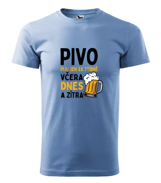 Pánské tričko Pivo piju jen 3x týdně, včera, dnes a zítra