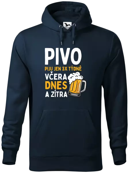 Pánská mikina Pivo piju jen 3x týdně, včera, dnes a zítra