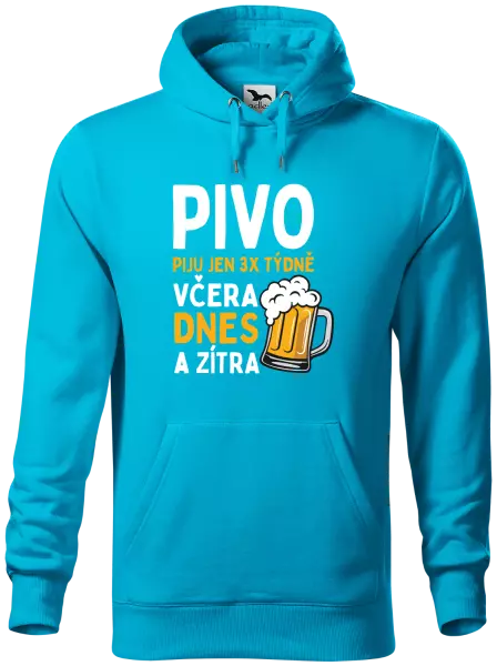 Pánská mikina Pivo piju jen 3x týdně, včera, dnes a zítra