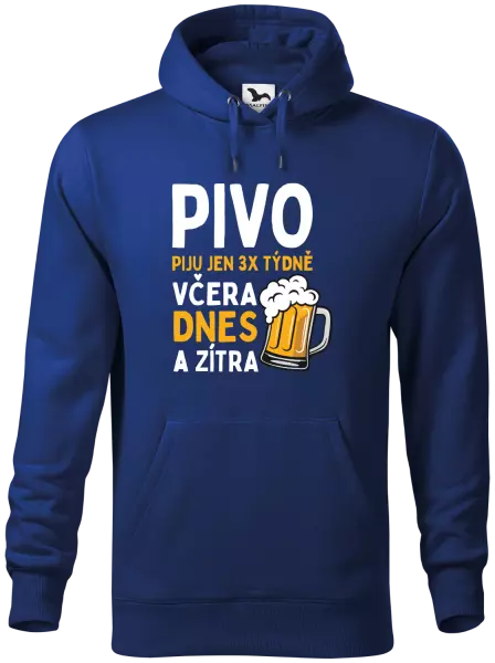 Pánská mikina Pivo piju jen 3x týdně, včera, dnes a zítra